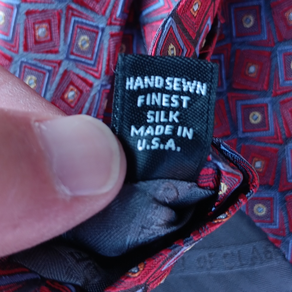 Robert Talbott Red And Blue Diamond Pattern Tie - image 6